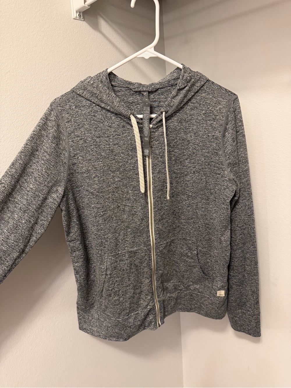 Vuori Heather Gray Zip-Up Hoodie with Drawstring